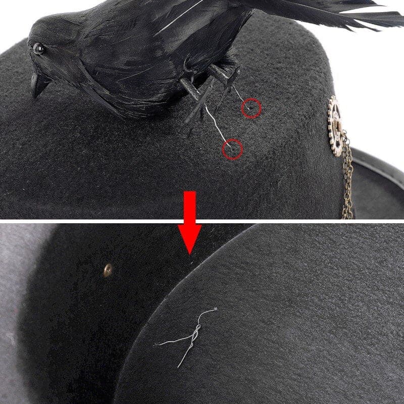 Medieval Retro Gothic Steampunk Halloween Carnival Party Men Women Crow Hat Cosplay Black Steampunk Hat Wizard Cosplay Props