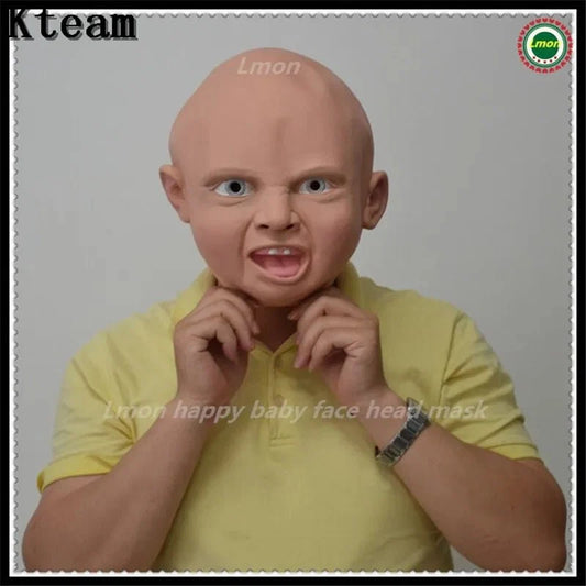 New Halloween Funny Mask Funny Party Face Masks Creepy Halloween Costume Prop Cry Baby Full Head Latex Rubber Masquerade Mask