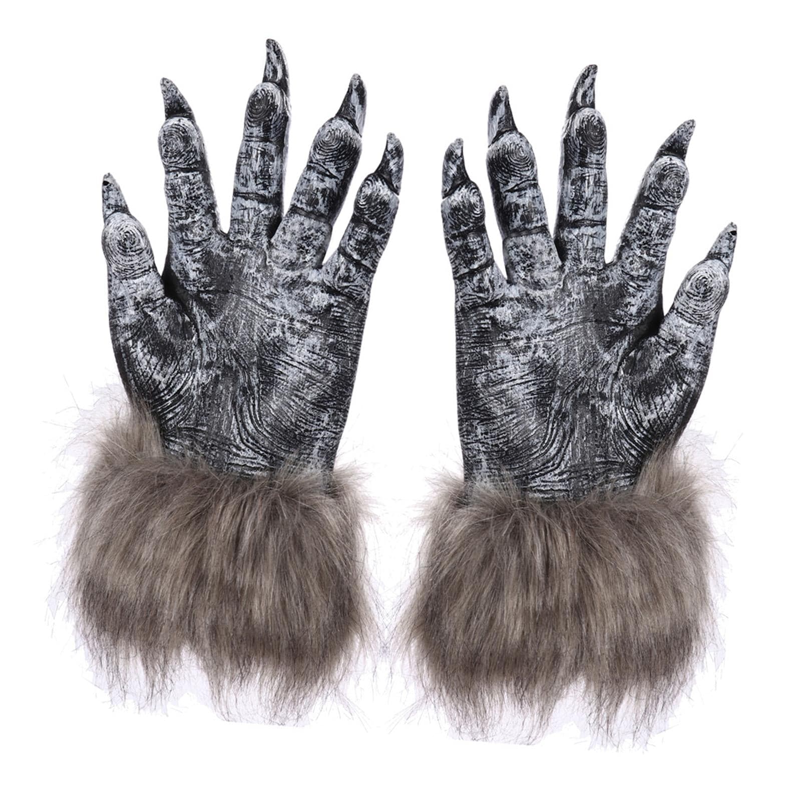 Pair Halloween Wolf Gloves Werewolf Costume Mittens Gift Claw Gloves Paws Gloves for Carnival Props Dress up Role Play Unisex
