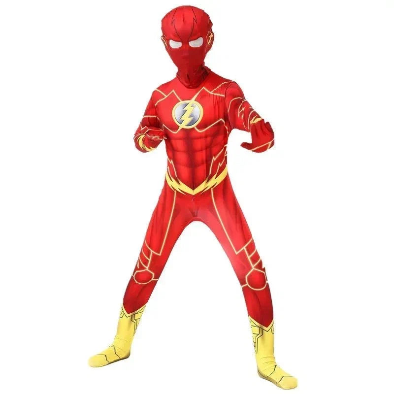 Boys Cosplay Costume Kids Flash New Year Carnival Party Fancy Dress with Headgear Mask Sets