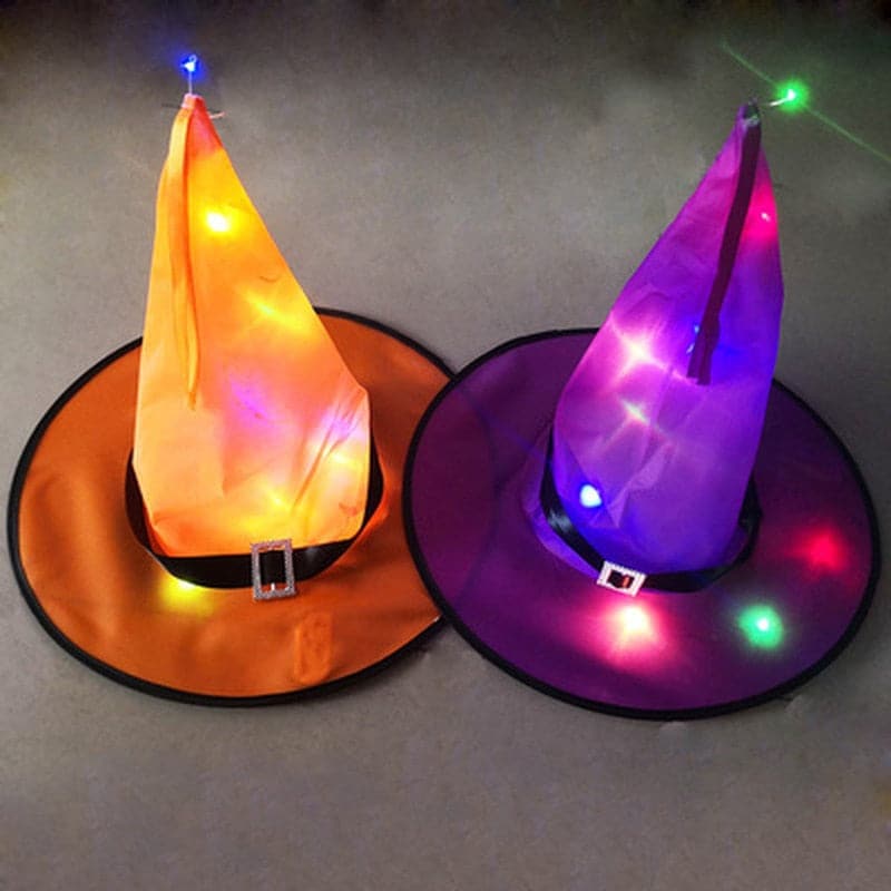 New 1PC LED Lights Witch Hats Halloween Costume Cosplay Props Outdoor Tree Hanging Ornament Party Decor Halloween Decoration