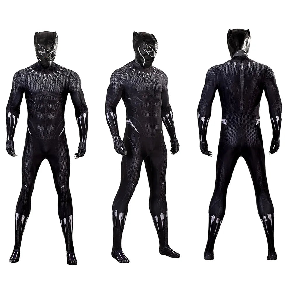 Movie Black SuperHero Costume Lycra Panther Cosplay Jumpsuit 3D Printed Halloween Costume Spandex Bodysuit Zentai with Mask
