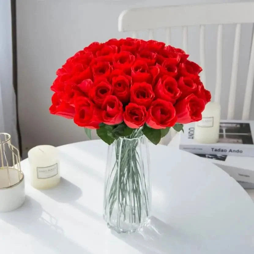 Red Rose Bouquet for Valentine - Silk Roses Bouquet
