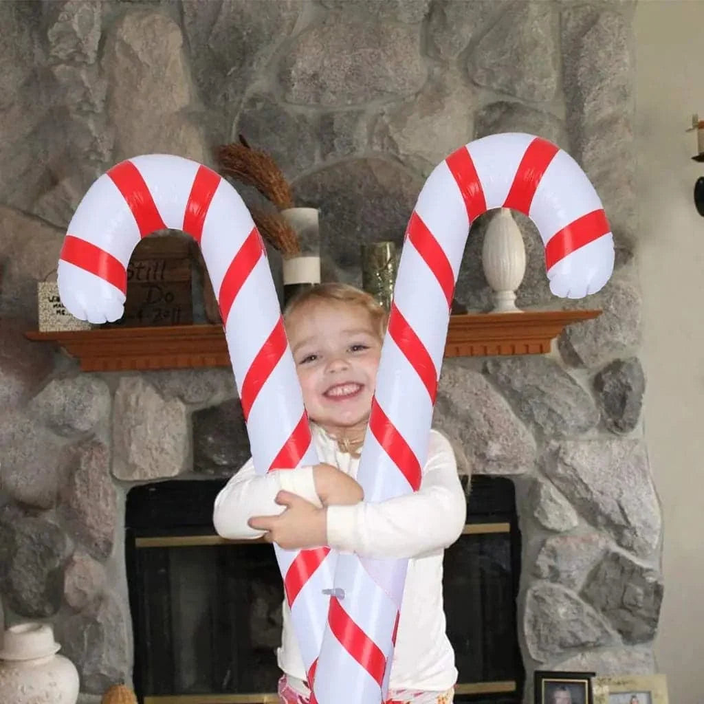 4PCS Inflatable Christmas Giant Candy Canes Decoration Novelty Xmas Candy Cane Stick New Year Party Inflatable props