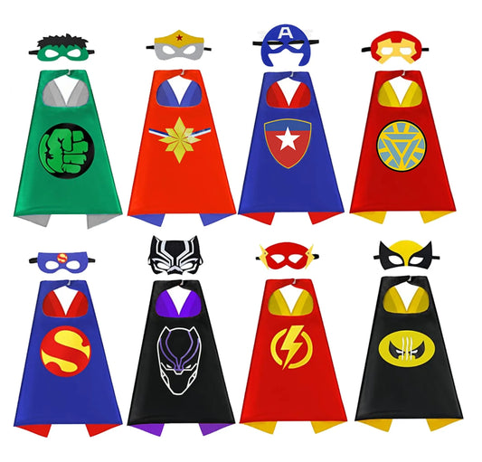 8 sets Superhero Capes for Cool Halloween Costume Cosplay Festival Party Supplies Favors Dress Up for boys girls