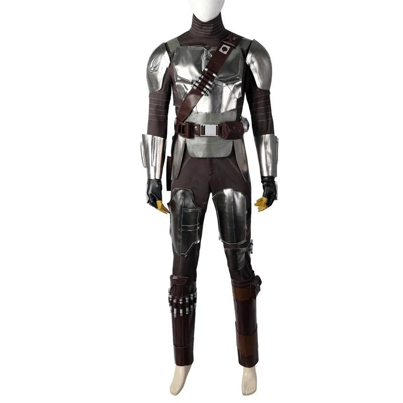 Adult Man Mandalo Cosplay Costume Halloween Din Djarin Leather Cosplay Outfit   Battlesuit Costume Vest Hand Guard Accessories