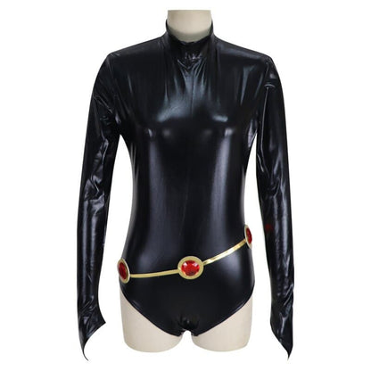 New Teen Titans Super Hero Raven Cosplay Costume Women Black Bodysuit Purple Hooded Cloak Jumpsuits Halloween Party Costume