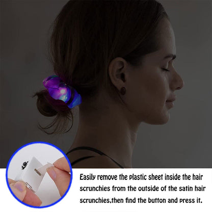 10pcs LED Luminous Hair Scrunchies Light Up Hair Scrunchies Elastic Light Women Girls Hair Bands for Halloween Christmas Party