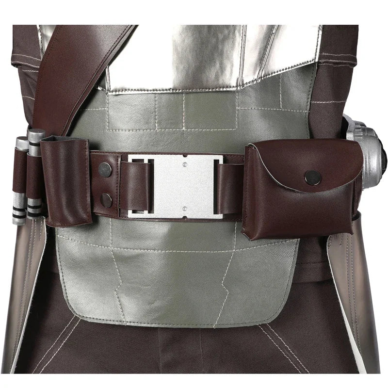 Adult Man Mandalo Cosplay Costume Halloween Din Djarin Leather Cosplay Outfit   Battlesuit Costume Vest Hand Guard Accessories
