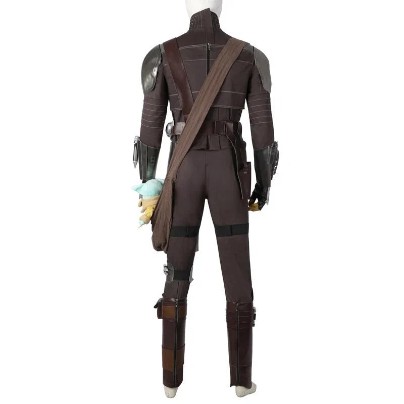 Adult Man Mandalo Cosplay Costume Halloween Din Djarin Leather Cosplay Outfit   Battlesuit Costume Vest Hand Guard Accessories