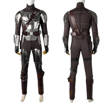 Adult Man Mandalo Cosplay Costume Halloween Din Djarin Leather Cosplay Outfit   Battlesuit Costume Vest Hand Guard Accessories
