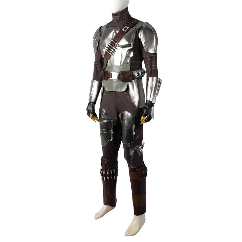 Adult Man Mandalo Cosplay Costume Halloween Din Djarin Leather Cosplay Outfit   Battlesuit Costume Vest Hand Guard Accessories