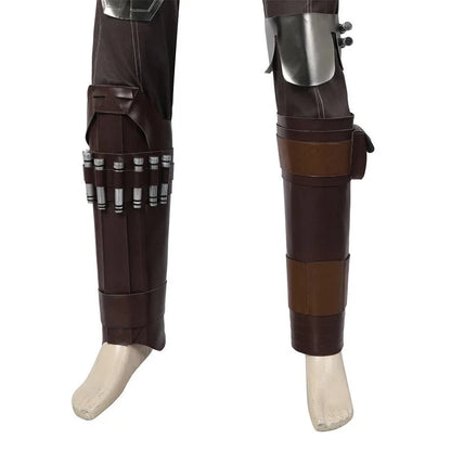 Adult Man Mandalo Cosplay Costume Halloween Din Djarin Leather Cosplay Outfit   Battlesuit Costume Vest Hand Guard Accessories