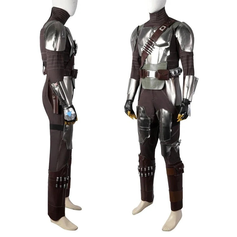 Adult Man Mandalo Cosplay Costume Halloween Din Djarin Leather Cosplay Outfit   Battlesuit Costume Vest Hand Guard Accessories